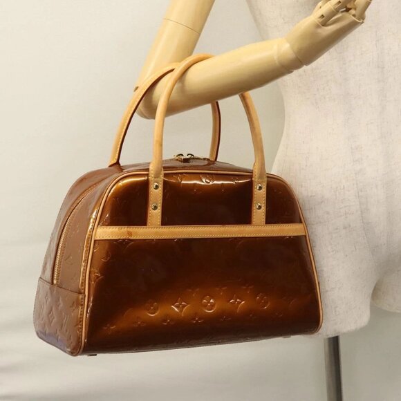 LOUIS VUITTON Monogram Vernis Tompkins Square Hand Bag Bronze M91103 Auth ep7700 - Picture 14 of 16
